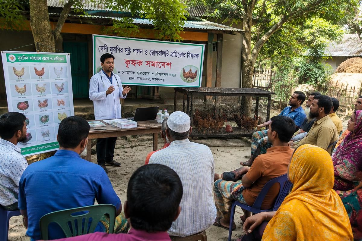গ্রামের খামারিদের সাথে সচেতনতা সভা